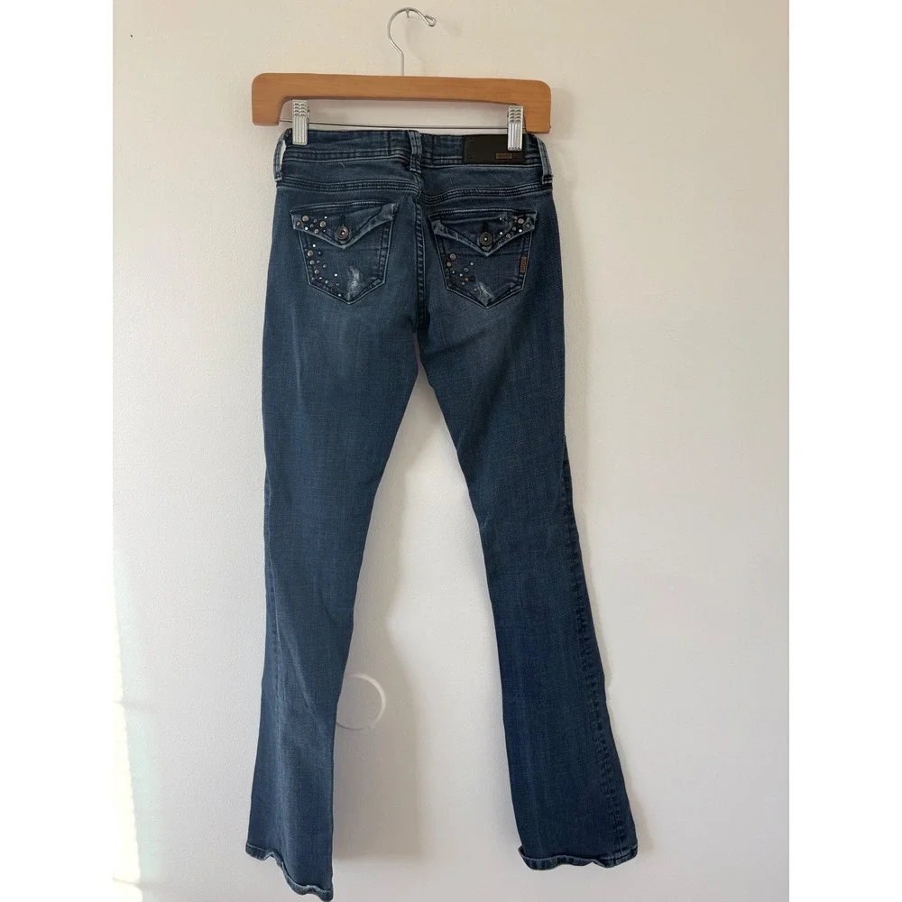 Women's Juniors Hint Distressed Rhinestone Slim Fit Jeans – Size 0/25 - Picture 5 of 7
